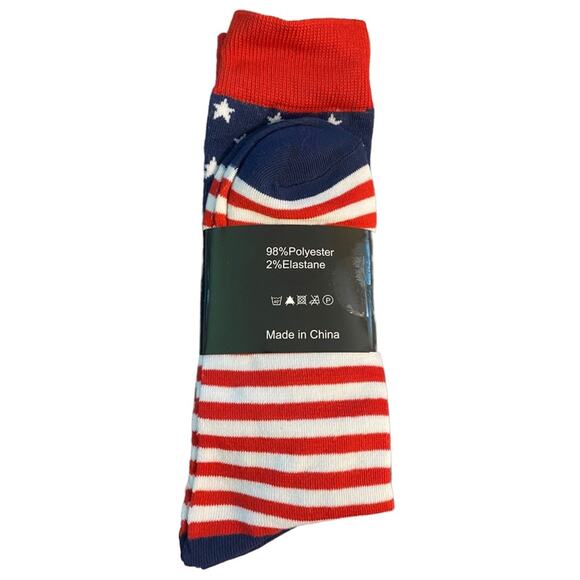 American Flag NIP 3 Pairs Crew Dress Novelty Socks One Size - Picture 2 of 3